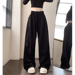 运动裤男女春季卫裤显瘦阔腿束脚阔腿休闲裤K811-P40图片