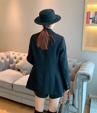 【现货】休闲韩版气质黑金纺外套，其它，水锦红