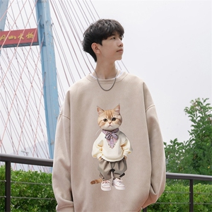 抖音得物高品质日系猫咪麂皮绒宽松圆领卫衣wyjp4048-特p35控69图片