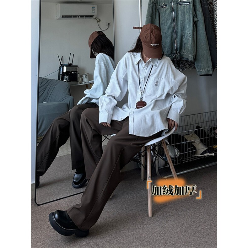 中性直筒垂感西裤加绒加厚休闲裤310A-2BK335P55常规p45控68，男装休闲裤，星座310A-2