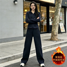 欧货时尚休闲运动套装秋冬新款女连帽拉链开衫卫衣直筒长裤两件套，女装套装/套裙，江南