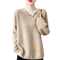 纯色气质简约秋冬季新款百搭时尚V领套头羊绒衫内搭，女装羊绒衫，暖习羊绒