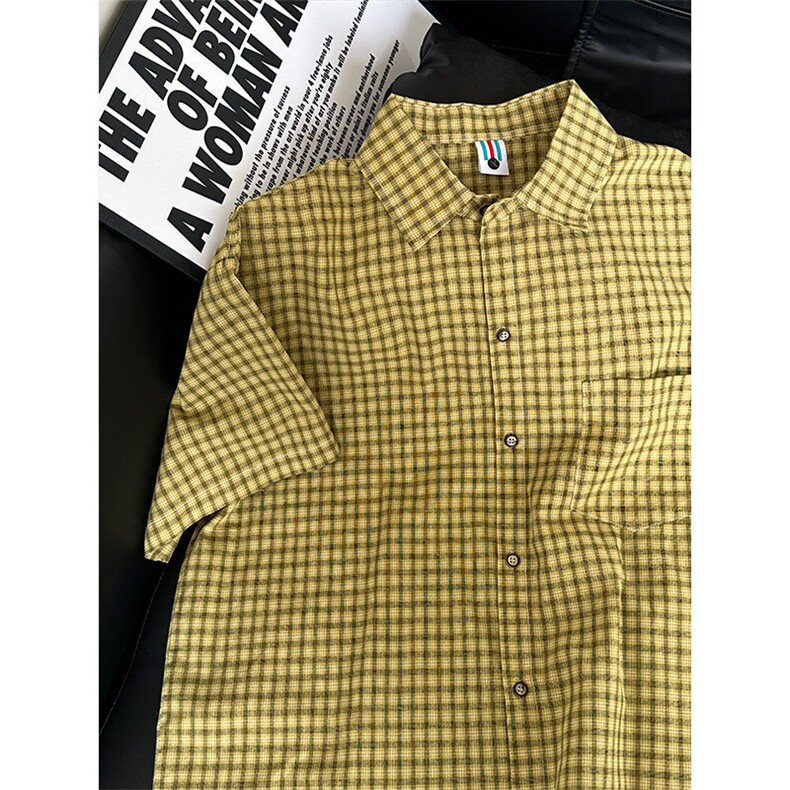 短袖衬衣男夏季新品港风宽松大码设计青年格子衬衫CS280-P35,男装T恤,星座301C-5