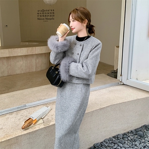 有货【新品】 时尚减龄小香风羽绒服袖口真毛663#-P295-K398图片