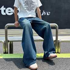 水洗复古牛仔裤男女宽松显瘦2025新款美式高街直筒阔腿裤子休闲，男装牛仔裤，星座218-8