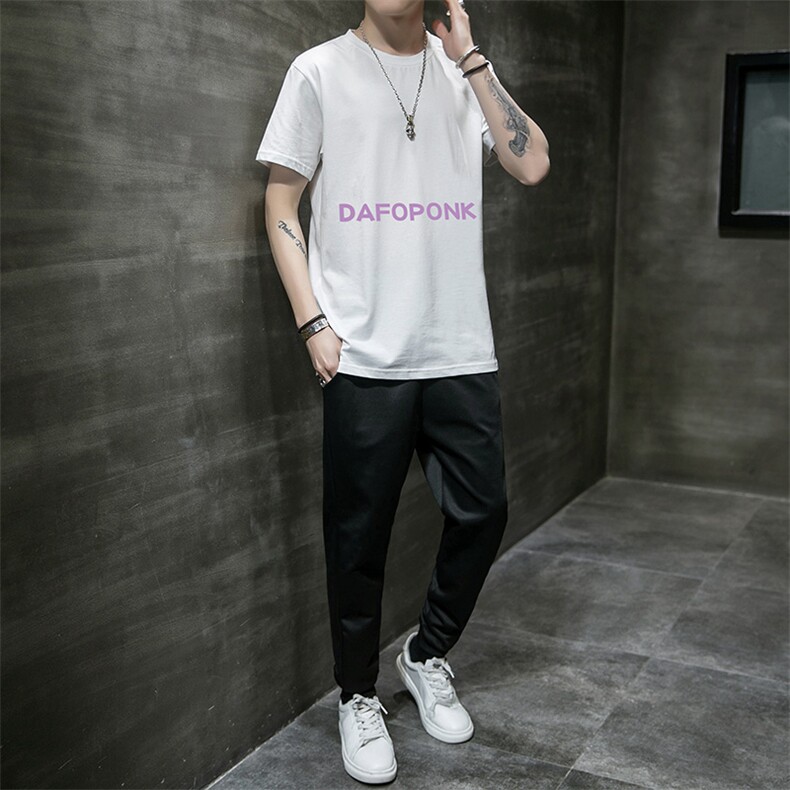 短袖020夏季新款韩版潮流ins潮牌运动套装A438-TZ08-P30,男装休闲套装,电商A438