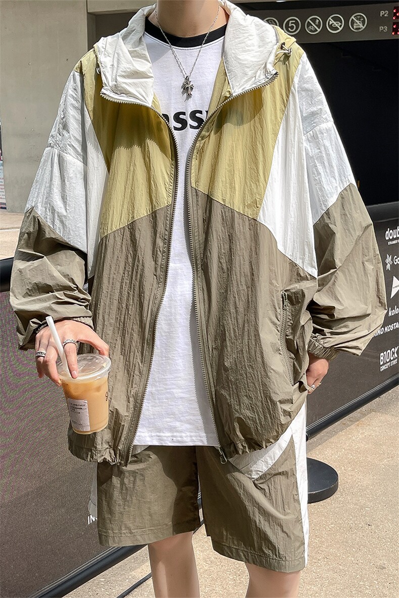 时尚连帽防晒套装男夏季运动风拼色防晒衣夹克XZ514-2-1607-P98,男装防晒衣,星座514-2(原B239)
