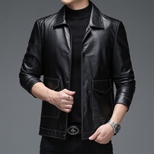 WL-Y319男式2023秋季新款翻领头层牛皮皮衣男P750，男装皮衣，电商B360