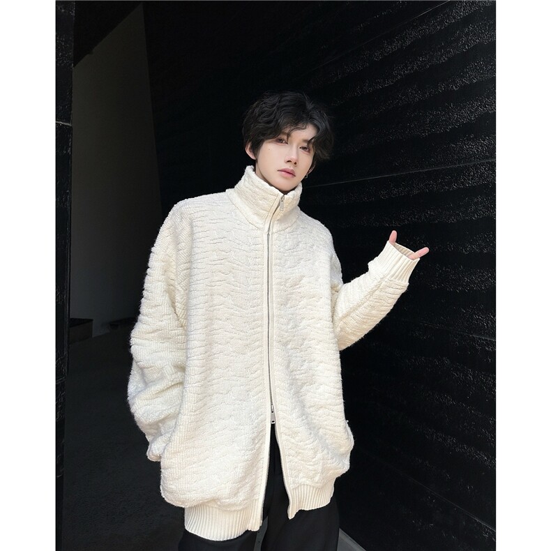 秋冬开衫毛衣慵懒风立领针织衫男纯色毛衣外套MY9815-P75,男装针织衫/毛衣,星座1001-1