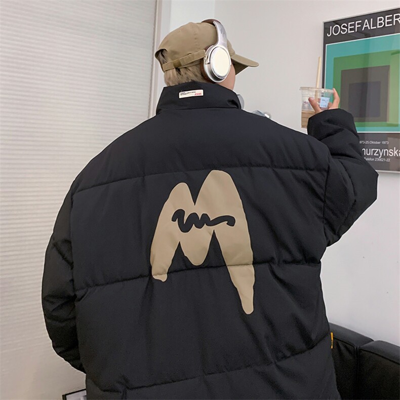 情侣棉衣新款立领面包服M字母棉服棉袄外套3352-P65控98量大有差,男装棉衣,星座207