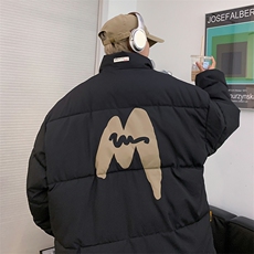 情侣棉衣新款立领面包服M字母棉服棉袄外套3352-P65控98量大有差，男装棉衣，星座207