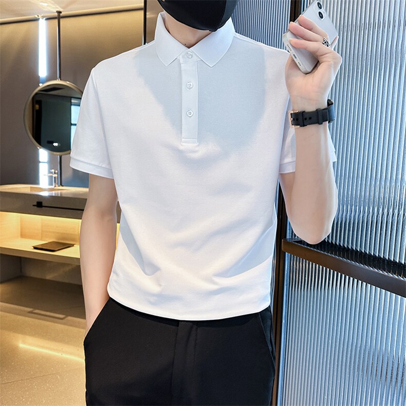常年款品牌质量纯色光版翻领短袖polo衫男夏季t恤修身T0257-特P40图片