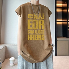 可设48小时发货支持抖音得物来样二开240克重磅美式麂皮绒背心t恤，男装T恤，电商A486-1