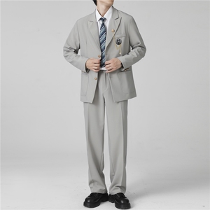 学院风dk制服红西服外套休闲痞帅毕业拍照校供高级西装班服图片