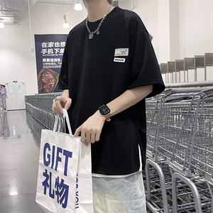 美式华夫格短袖t恤男夏季港风五分袖宽松百搭半袖衣服 T1104-P27图片