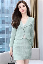 高端套装名媛女装2024年新款春装时尚洋气包臀小个子半身裙两件套，女装套装/套裙，罗腾