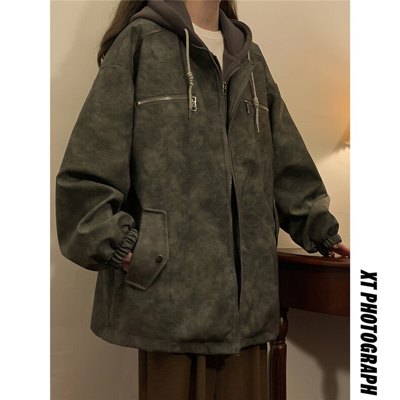 1中性PU皮假两件复古金属装饰大码M-5XL夹克男JK77767P108控148，女装短外套，星座226-2