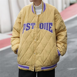 美式菱形格棉服男冬季加厚潮流痞帅外套棉衣棒球服FM908-P75图片