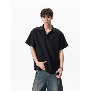 夏季新款港风日系polo领套头短袖衬衫男潮 XZ608-CS2521-P30控48图片