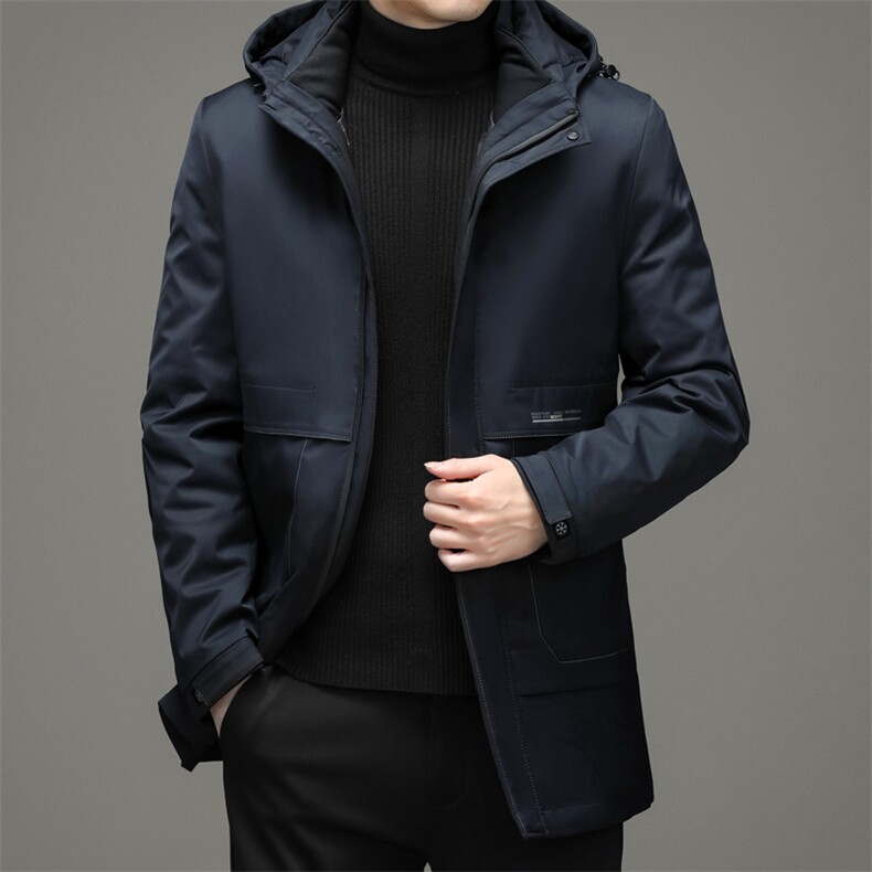 羽绒服男装中年男士秋冬厚款中老年人连帽宽松休闲外套Q2177-P330,男装羽绒服,电商B212（原钱塘6029）
