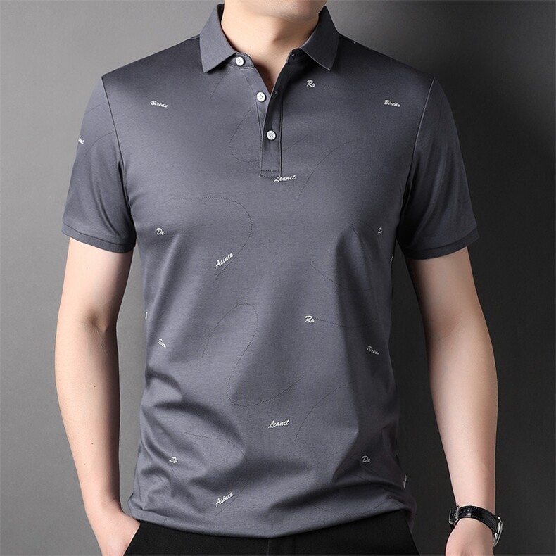 男士轻奢短袖T恤时尚潮流翻领半袖商务纯色上衣服体恤男装,男装T恤,电商B212（原钱塘6029）