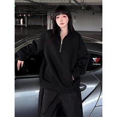 半拉链立领卫衣男款秋季外套美式螺纹拼接重磅套头衫WYX03，女装短外套，星座516A