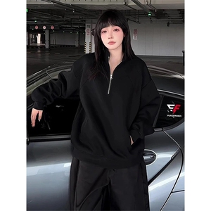 半拉链立领卫衣男款秋季外套美式螺纹拼接重磅套头衫WYX03图片