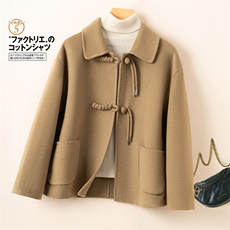 双面呢羊大衣女短款2025秋冬新款修身显瘦小个子毛呢外套女羊毛，女装双面呢大衣，优远毛呢大衣