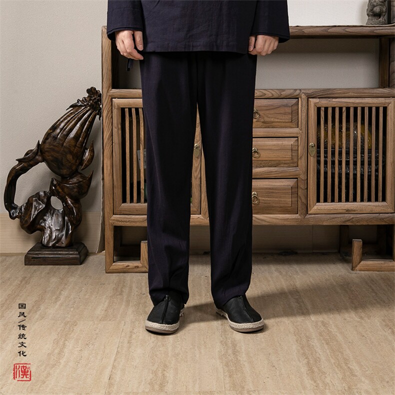 风男装宽松男士麻料休闲长裤KZ01P70,男装休闲裤,钱塘802