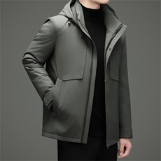 2025冬季新款男士脱帽内胆羽绒服50绒子白鸭绒加厚商务休闲外套，男装羽绒服，钱塘723