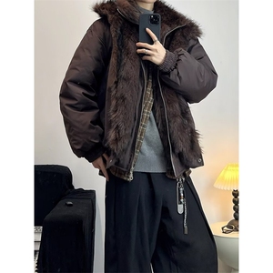 JY635-P100 羊羔绒毛棉袄男士加绒连帽棉衣冬装情侣棉服外套 网图图片