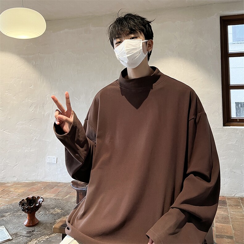 M~8XL大码半高领打底衫保暖德绒卫衣内搭t恤TX3101特P20加绒特P30,男装T恤,电商B238