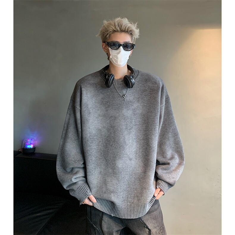 冬季新款D5590-TP5588日系百搭设计感扎染休闲宽松针织毛衣,男装针织衫/毛衣,电商A102