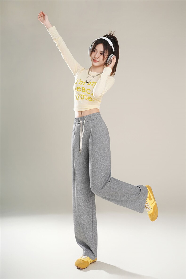 BAO款尔粉色香蕉运动裤女春秋垂感弯刀裤宽松休闲镰刀梧桐阔腿裤,女装休闲裤,美拉德工厂直营店