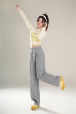 BAO款尔粉色香蕉运动裤女春秋垂感弯刀裤宽松休闲镰刀梧桐阔腿裤，女装休闲裤，美拉德工厂直营店