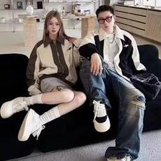 网络图现货潮流文艺流行慵懒百搭ins气质灯心绒拼皮外套JV41-P55，女装短外套，星座715-7
