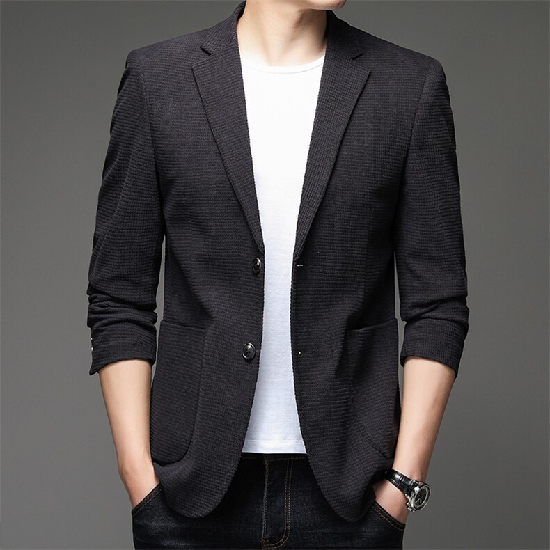 口袋中年时尚翻领上衣单排扣2023年春季长袖裤子西服BGW310,男装西服,钱塘6003（原4033）