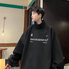 23秋季港风麂皮绒半高领卫衣GJW3342-P45控68，男装卫衣，电商B370