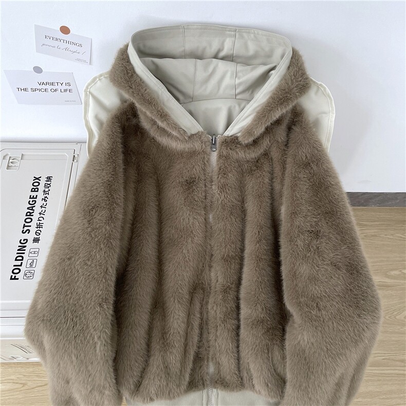 双面穿派克服2025年冬装新款棉服女皮草夹克座山雕慵懒感加厚外套,男装夹克,星座506A