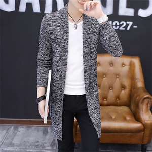 Y9309男士毛衣线衣针织开衫男潮修身中长款披风针织外套男图片