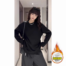 抖音得物品质美式高街重磅曼巴棉结构硬阔boxy版潮牌卫衣长袖T恤，男装T恤，电商A486