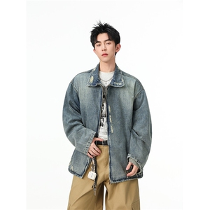 水洗牛仔外套男款春美式痞帅上衣服宽松休闲工装夹克JK1325-P90图片