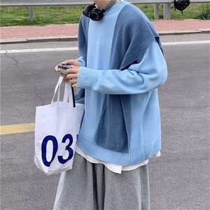 美式假两件毛衣毛衣男慵懒风休闲针织衫 M9910 P35图片
