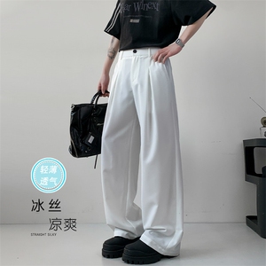 2026夏季新款凉感冰丝男褶皱宽松阔腿裤K5751B-特P30建议零售价78图片