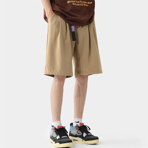 2023夏季休闲大码西装短裤卡其色凉感冰丝男直筒五分裤DK81-P35