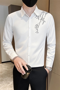 黑 秋冬男士烫砖社会小伙店主风长袖衬衫301A-1/CS601/P58图片