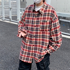 F213-P3372024春季新款潮牌学院风宽松衬衣格子长袖衬衫男现货，男装衬衫，星座512-6