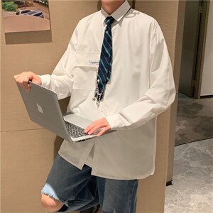 2021日系宽松制服领带秋季港风送领带学生潮流休闲衬衣 W1386-P37图片
