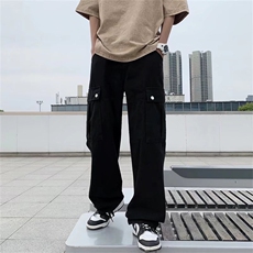 高街潮工装裤男潮牌ins直筒宽松hiphop炸街设计感裤子，男装工装外套，星座1013