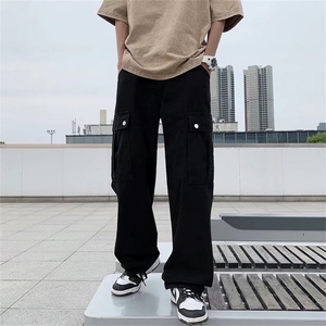 高街潮工装裤男潮牌ins直筒宽松hiphop炸街设计感裤子图片